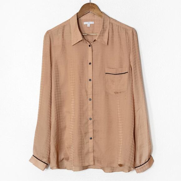 GAP Tops - Gap Button Down Shirt Size XL Gold Retro Pajama Chic Collared Classic